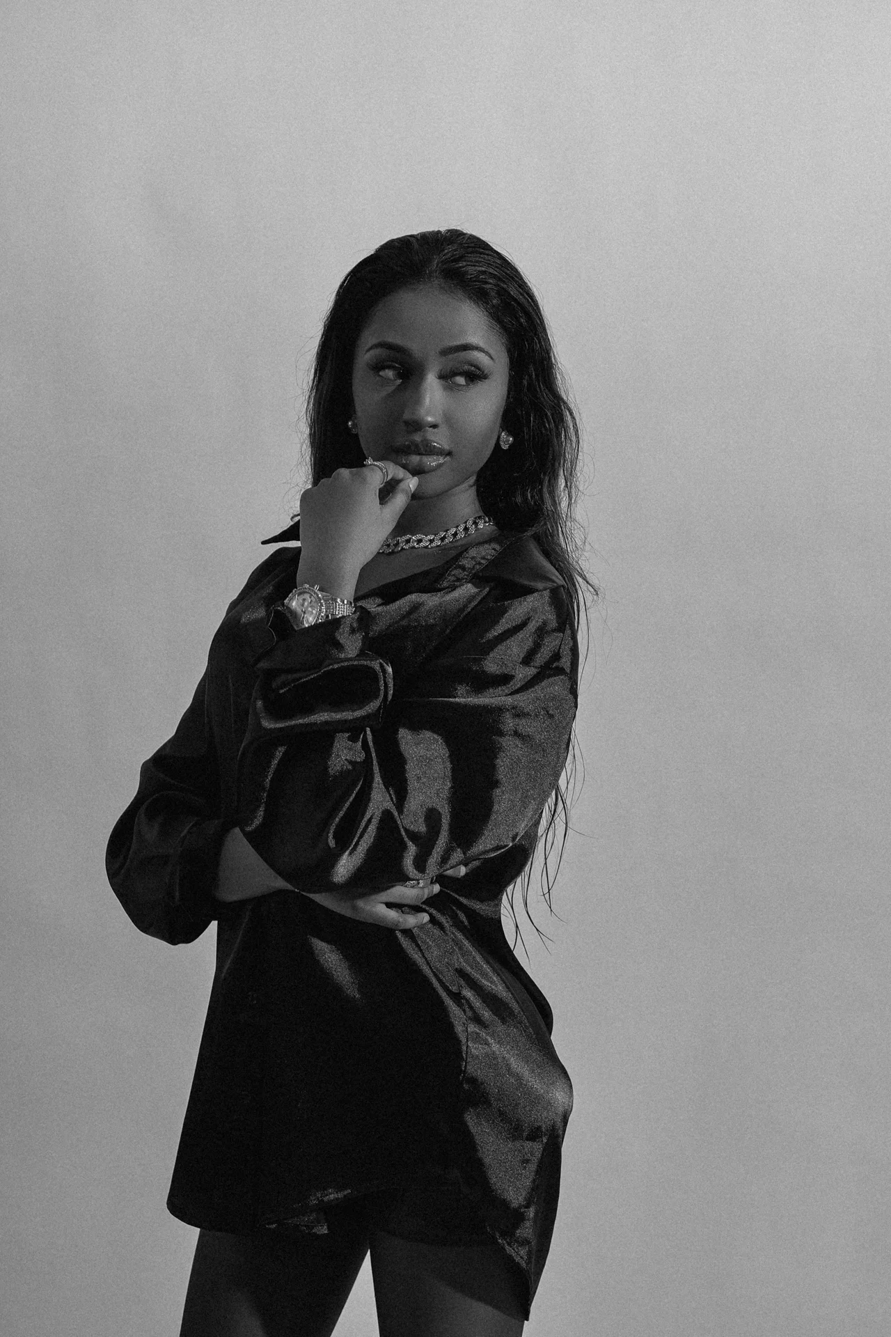 Woman in red dress portrait