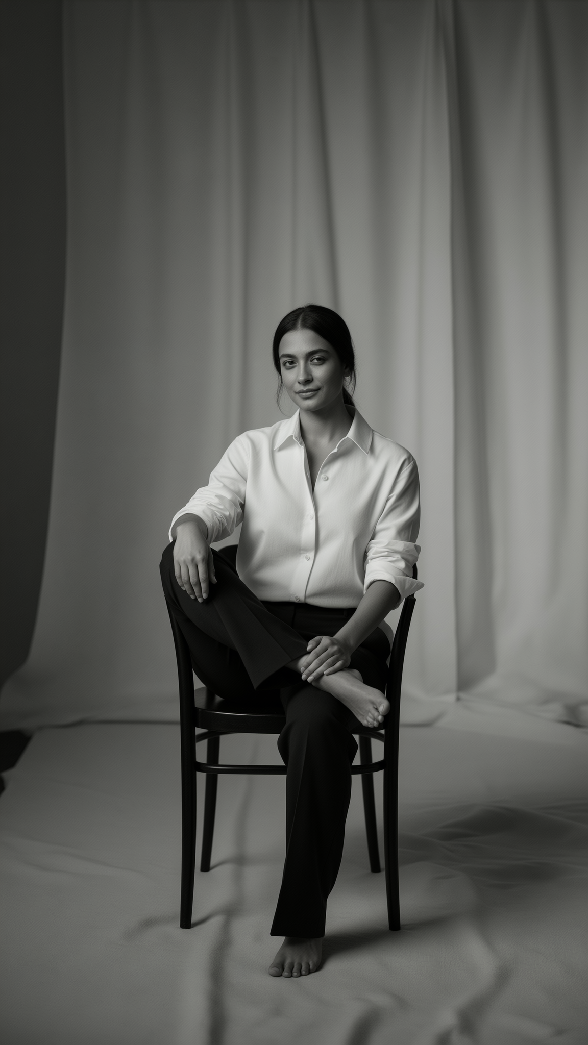 Seated portrait pose